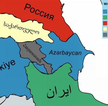Azerbejdżan sąsiaduje z pięcioma krajami z różnymi alfabetami