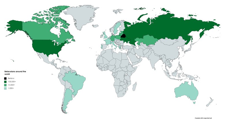 Białoruska diaspora na świecie, 2020