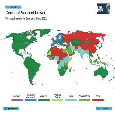 Wskaźnik atrakcyjności paszportu Niemiec, 2022