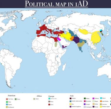 Polityczna mapa świata z 1 roku n.e.