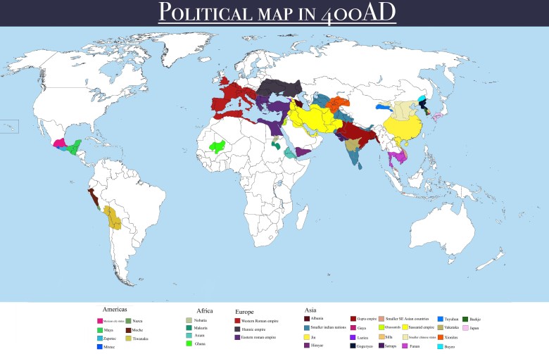 Polityczna mapa świata z 400 roku n.e.