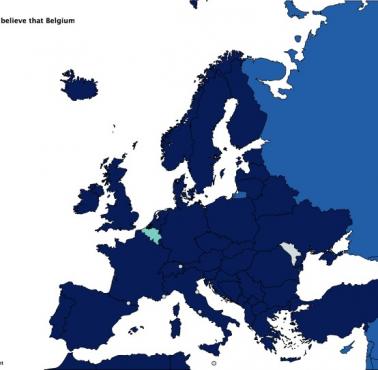 Procent osób, które uważają, że Belgia istnieje, 2020