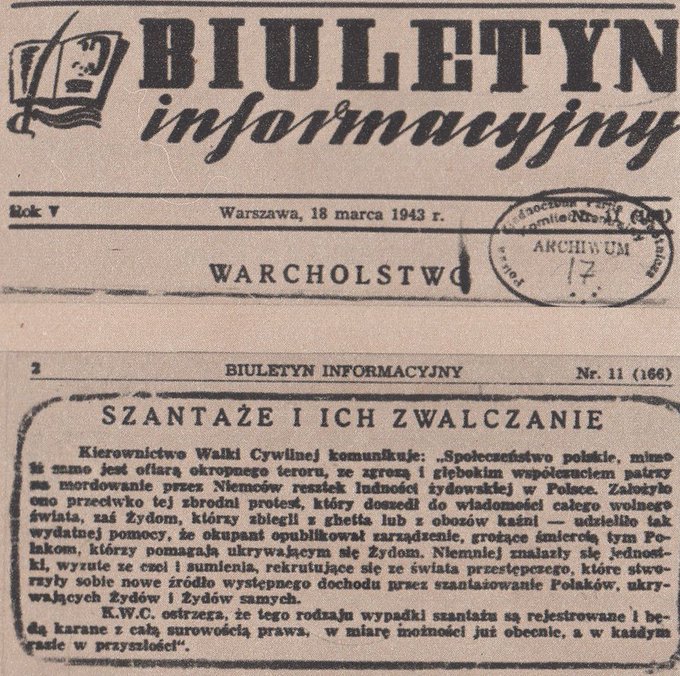 Polskie Państwo Podziemne piętnowało i wydawało wyroki na szmalcowników, powołano nawet cywilne sądy specjalne