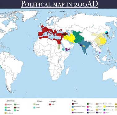 Polityczna mapa świata z 200 roku n.e.