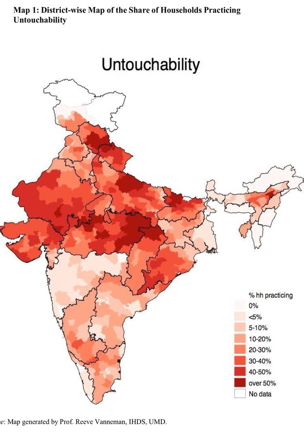 Kasty uprzywilejowane (dalitowie/niedotykalni) jako odsetek ludności każdego stanu Indii