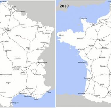 W ciągu ostatnich 25 lat Francja zbudowała więcej kilometrów autostrad niż cała sieć autostrad w Wielkiej Brytanii, 1990-2019