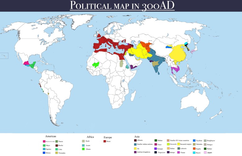 Polityczna mapa świata z 300 roku n.e.