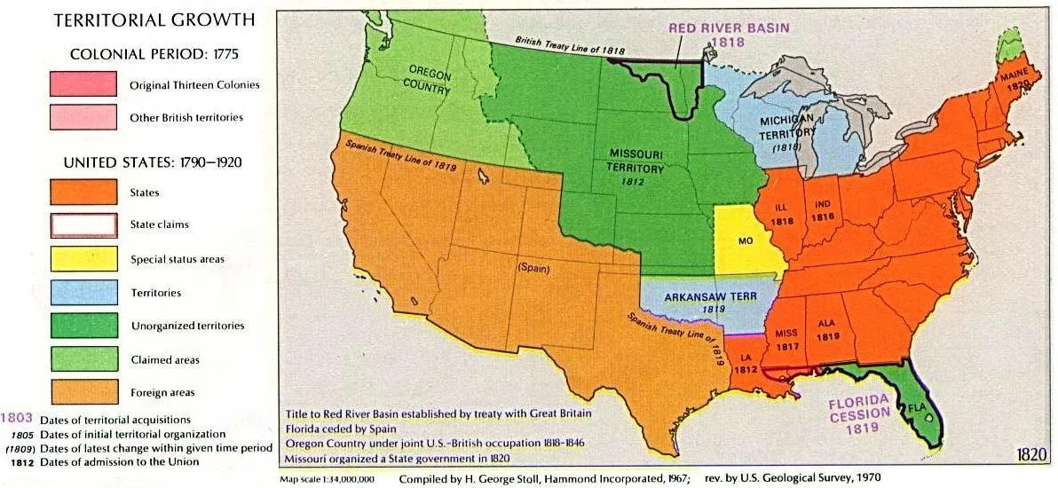 Mapa USA w 1819 roku