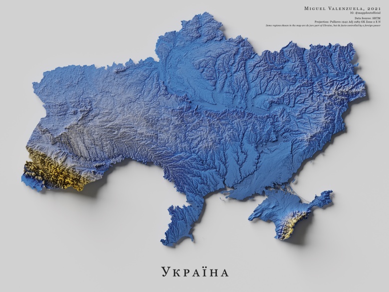 Reliefowa mapa Ukrainy