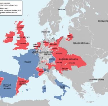 Sojusze w Europie podczas wybuchu wojny o sukcesję hiszpańską 1701-1714