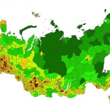 Mapa gęstości zaludnienia Rosji