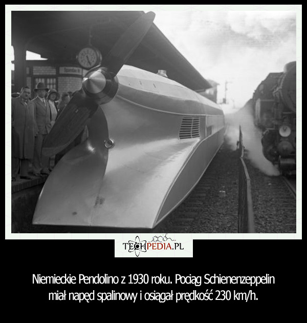 Niemieckie Pendolino z 1930 roku. Pociąg Schienenzeppelin miał napęd spalinowy i osiągał prędkością 230 km/h.