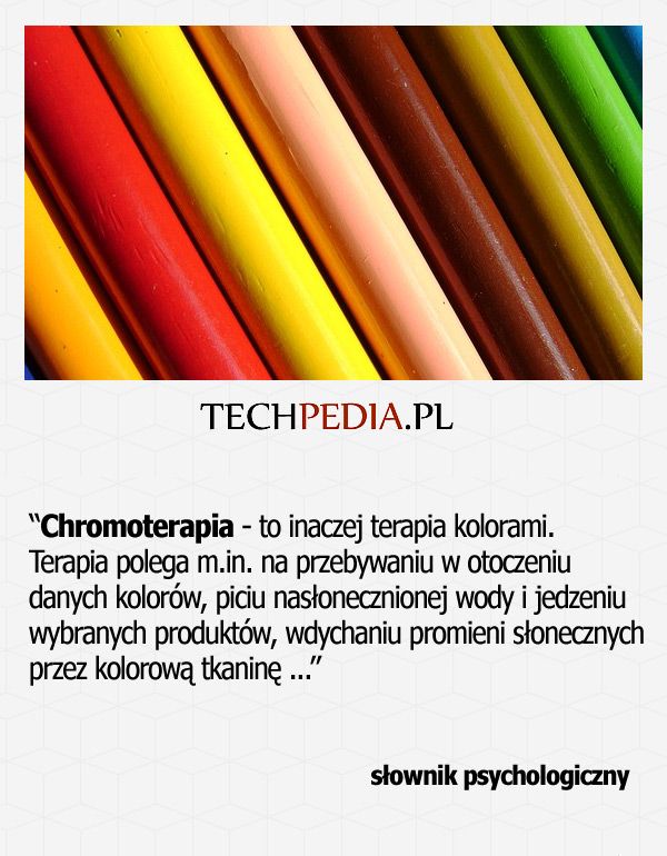 Chromoterapia - to inaczej terapia kolorami. Terapia polega m.in. na przebywaniu w otoczeniu  danych kolorów, piciu .....