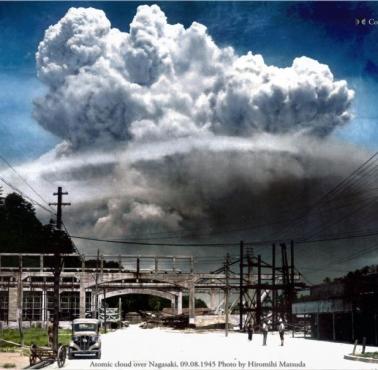 Nagasaki 20 minut po zrzuceniu bomby atomowej.