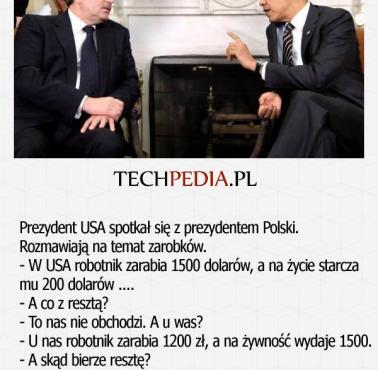 Prezydent USA spotkał się z prezydentem Polski. Rozmawiają na temat zarobków.