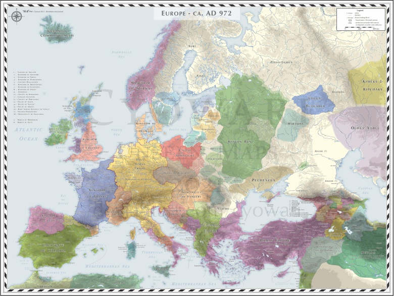 Mapa Europy z 972 roku