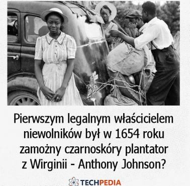 Pierwszym legalnym właścicielem niewolników był w 1654 roku zamożny czarnoskóry plantator z Wirginii - Anthony Johnson?