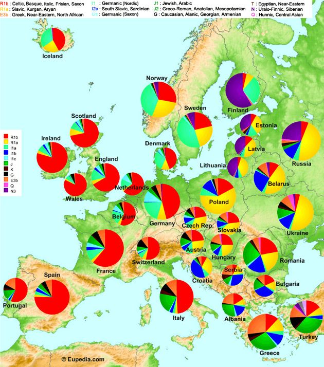 Mapa genetyczna Europy.