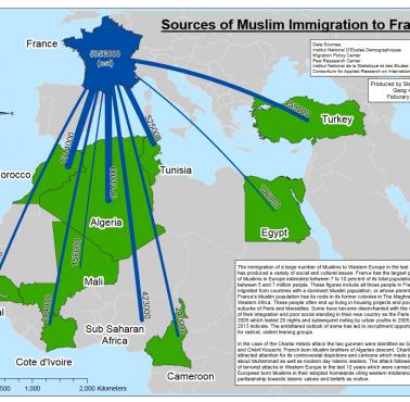 Źródła imigracji muzułmańskiej do Francji, 2015
