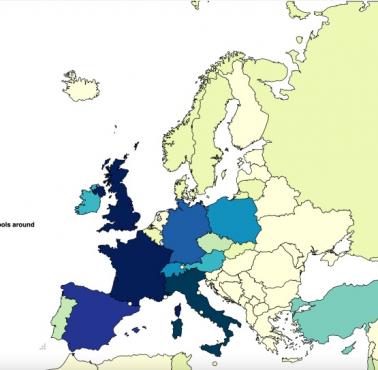 Ilość szkół z internatem w poszczególnych krajach Europy