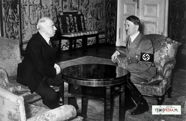 Adolf Hitler w rozmowie z prezydentem Emilem Háchą.