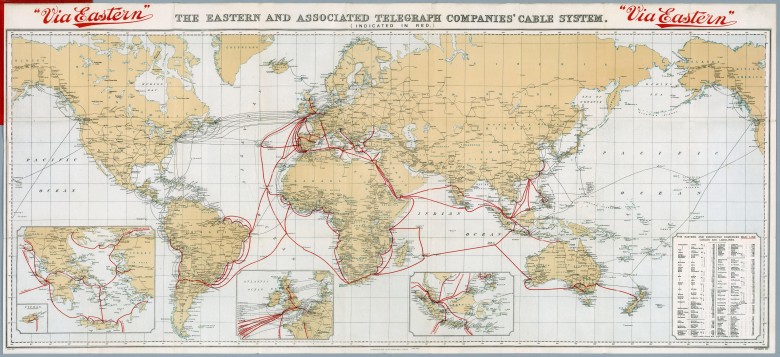 Mapa podmorskich kabli w 1914 roku