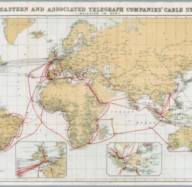 Mapa podmorskich kabli w 1914 roku