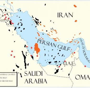 Zasoby (gaz, ropa) oraz bazy wojskowe w Zatoce Perskiej