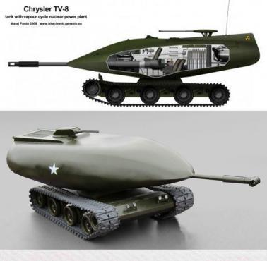 Koncepcja amerykańskiego czołgu pływającego - Chrysler TV8.