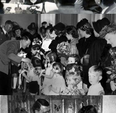 Lata 1932-39 Adolf Hitler i dzieci. Pierwsze zdjęcie świąteczne - Adolf i Święty Mikołaj :)