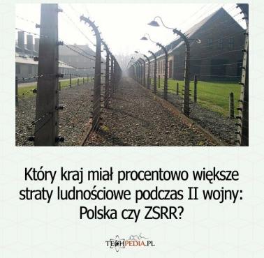 Który kraj miał procentowo większe straty ludnościowe podczas II wojny: Polska czy ZSRR?