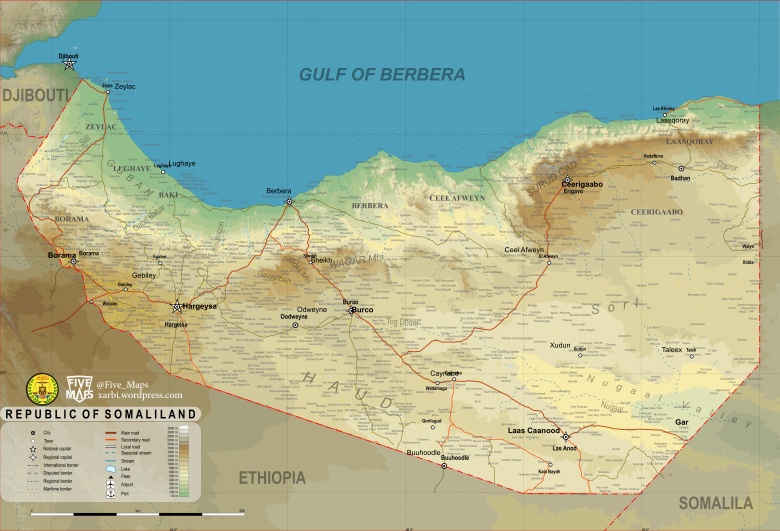 Mapa nieuznawanej islamskiej Republiki Somalilandu
