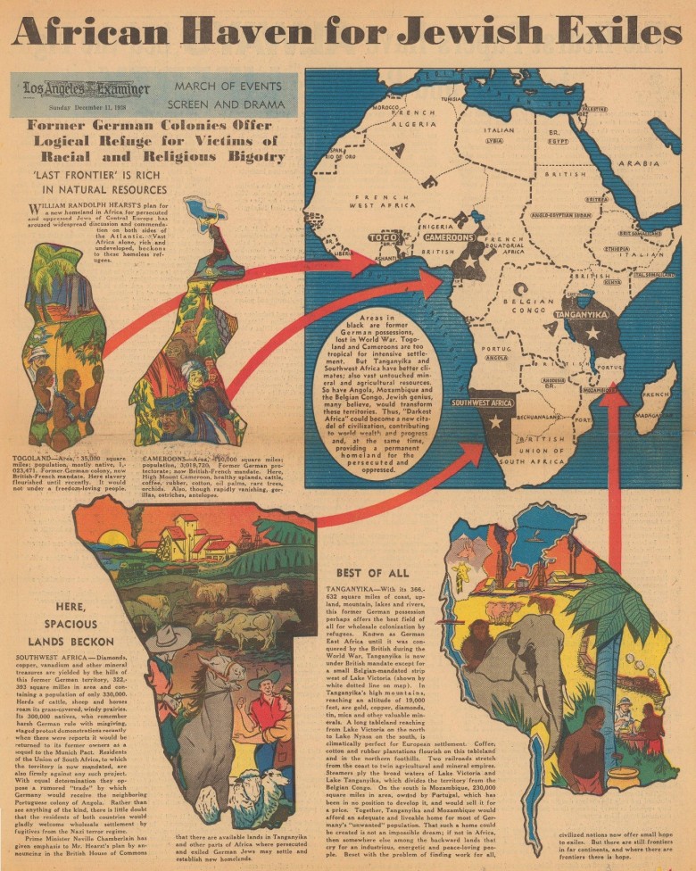 Potencjalne miejsca do osiedlenia europejskich Żydów, 1938