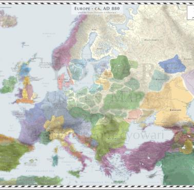 Mapa Europy w 880 roku n.e.
