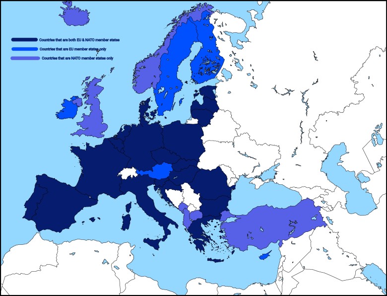 Państwa członkowskie UE i NATO w Europie, 2021