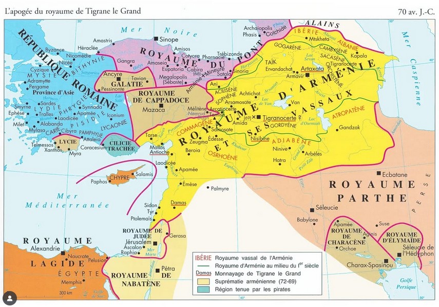 Mapa królestwa Armenii w 70 r. p.n.e.