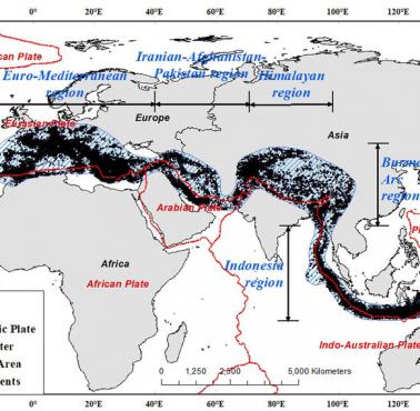 Łańcuch alpejsko-himalajski (Alpide Belt) - łańcuch górski rozciągający się od Hiszpanii po Indonezję