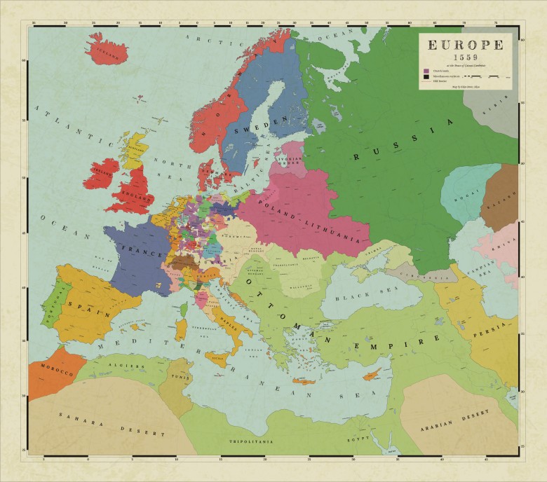 Mapa Europy z 1559 roku