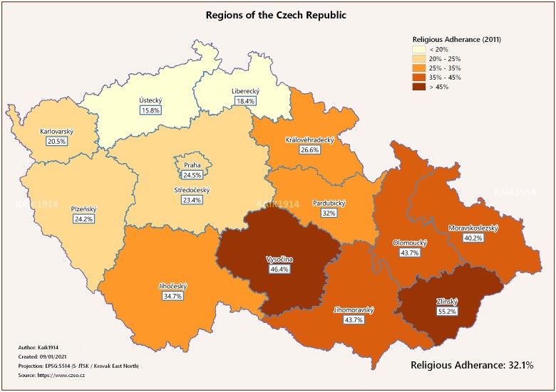 Religijność w Czechach, 2011