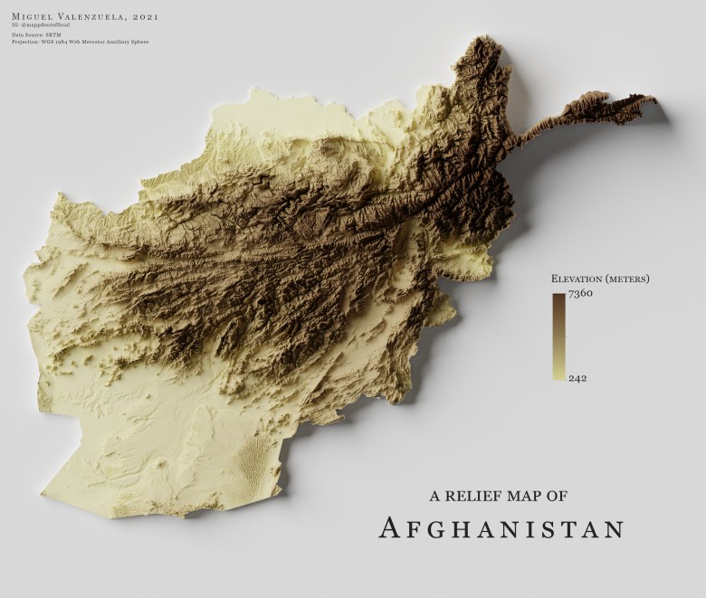 Reliefowa mapa Afganistanu