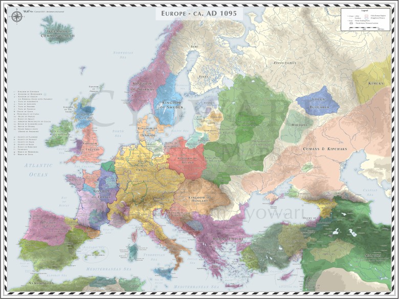 Mapa Europy z 1095 roku