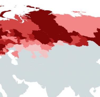 Odsetek Rosjan według regionów