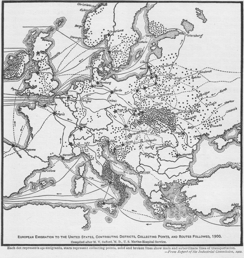 Emigracja europejska do USA, 1900