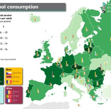 Spożycie alkoholu w Europie, 2024
