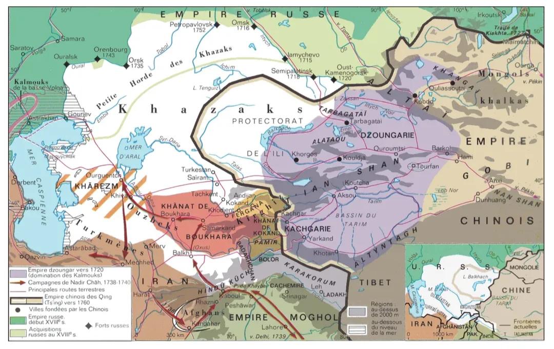 Mapa Azji Środkowej w XVIII wieku (w języku francuskim)