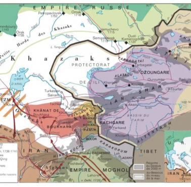 Mapa Azji Środkowej w XVIII wieku (w języku francuskim)