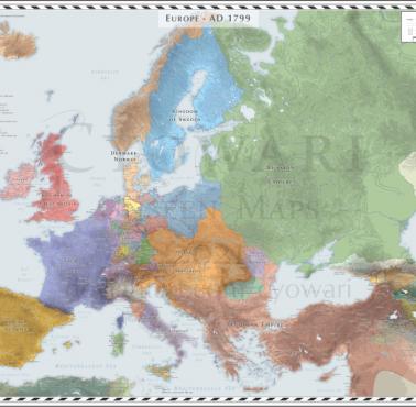 Mapa Europy z 1799 roku