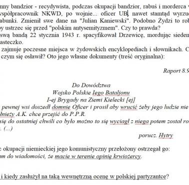 Żydowski "partyzant" Izrael Ajzenman ("Chytry", "Julek", "Lew") był pupilkiem Króla Mokotowa płk. UB Józefa Goldberga