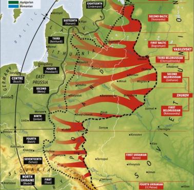 Mapa postępów ZSRR podczas operacji Bagration, 1944