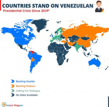 Stanowisko krajów dotyczące kryzysu w Wenezueli, 2019